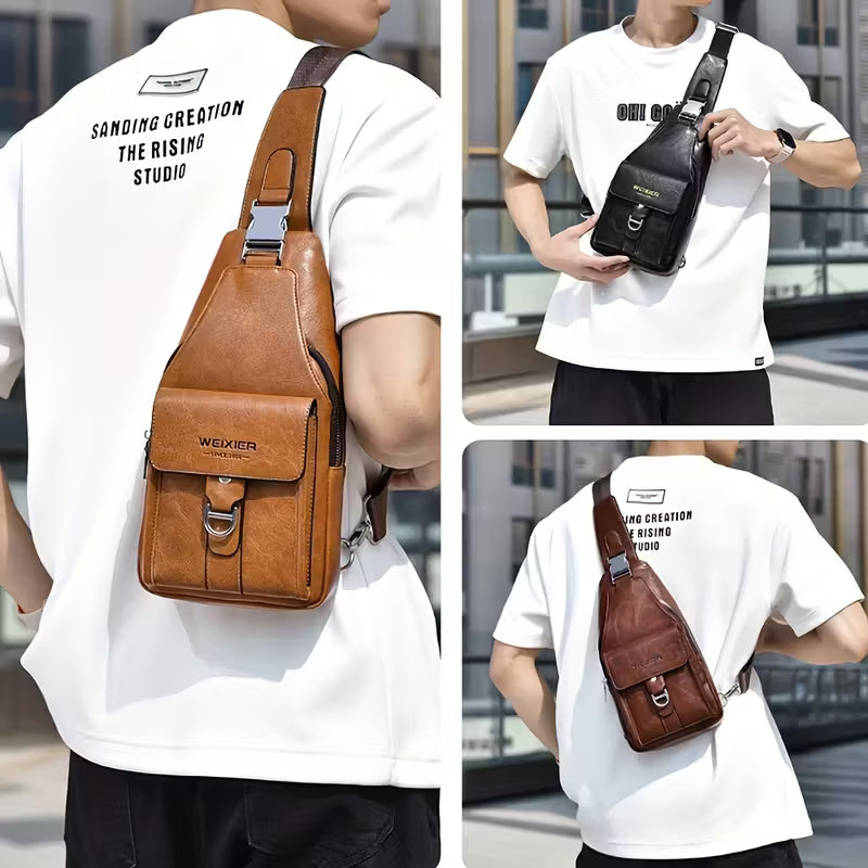 Men's Retro Street Style Crossbody Chest Bag