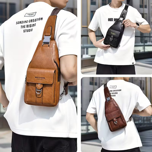 Men's Retro Street Style Crossbody Chest Bag