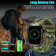 Tactical Sports Smartwatch with LED Flashlight and Compass for Men and Women.